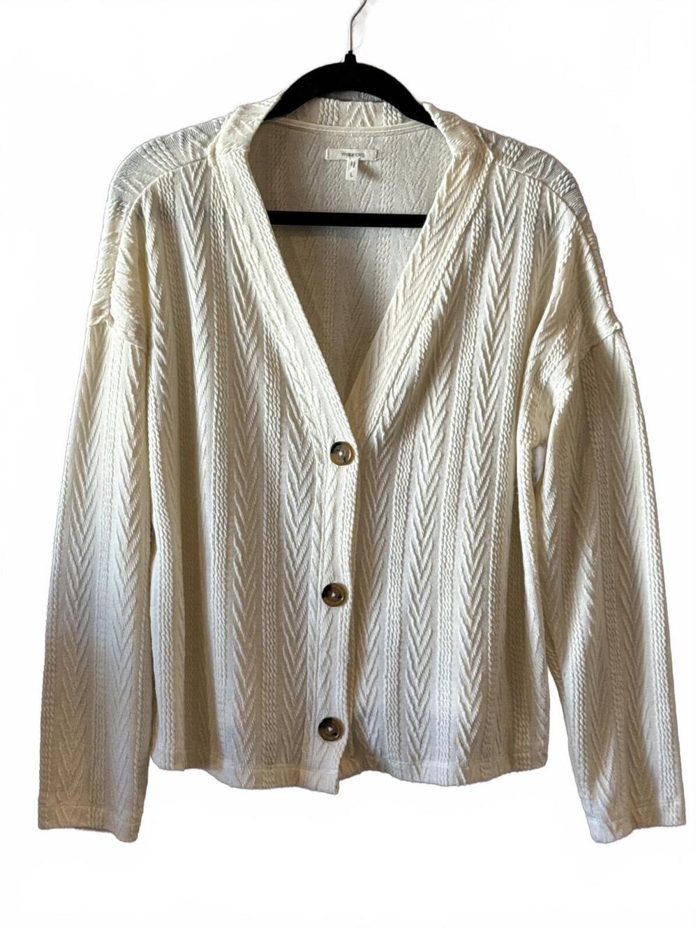 Maurices Cream Cable Knit Button-Up Cardigan Sweater Large
